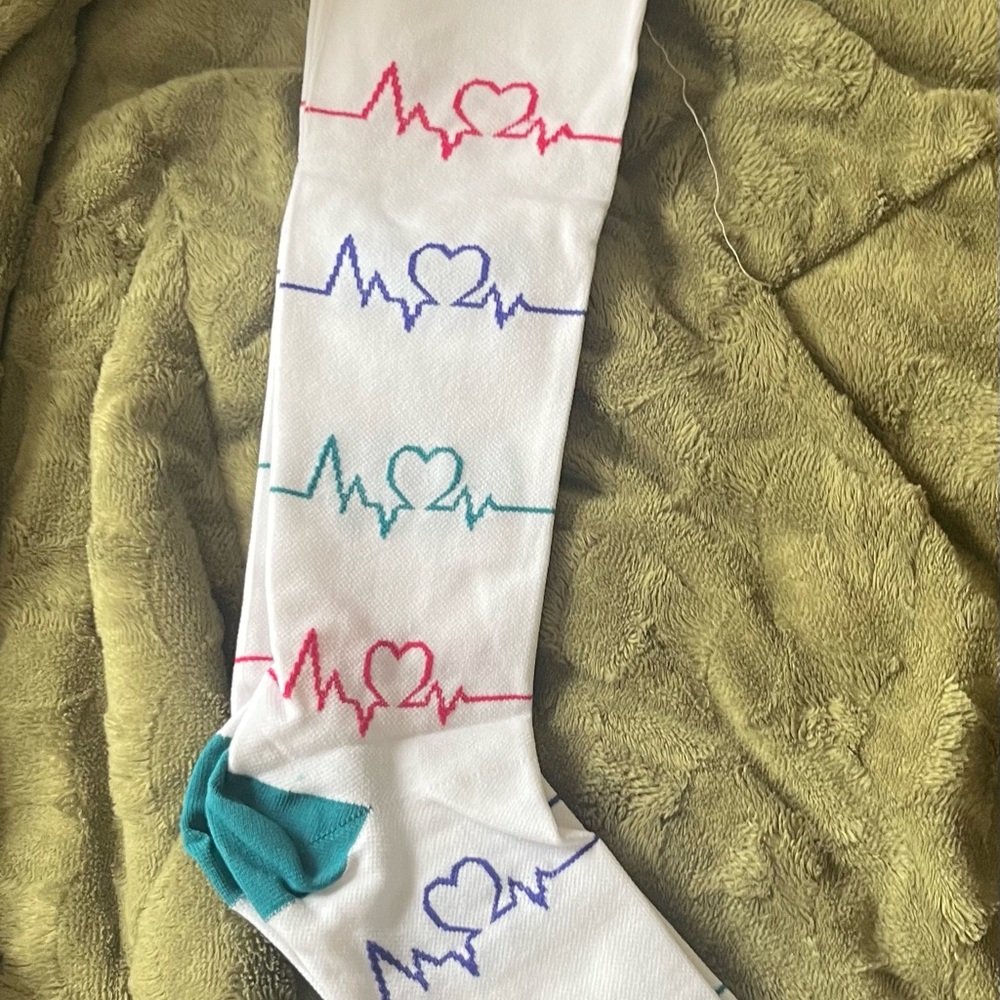EKG Heart Knee-High Compression Socks size L/XL